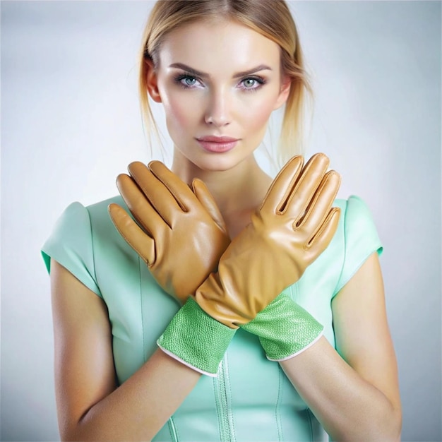 Photo elegant leather gloves collection for posters