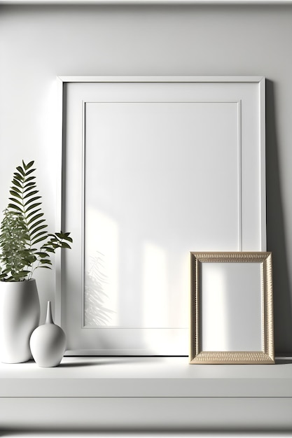 Elegant living room interior with framed art print mockup