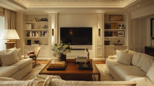 Elegant Living Room With Furniture and Flat Screen TV