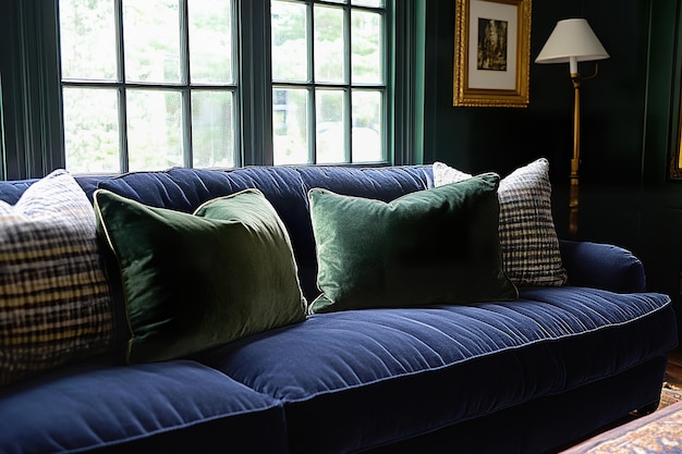 Elegant Living Room with Plush Sofa and Complementary Color Palette