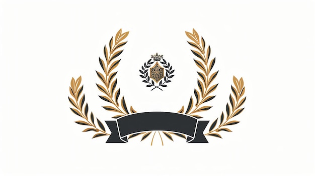 Photo an elegant logo with laurel wreaths and a ribbon