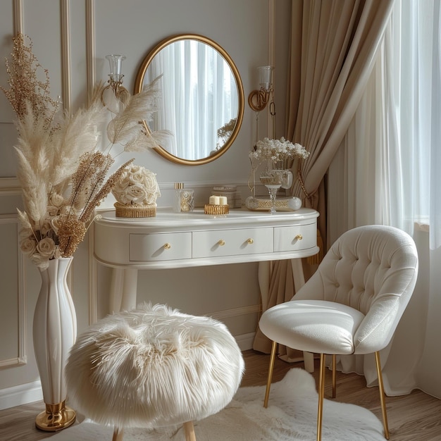 Photo elegant and luxurious dressing table and chair