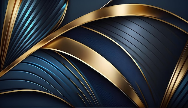 Elegant Luxury blue 3d golden Abstract background