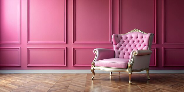 Photo elegant luxury chair in front of pink wall background