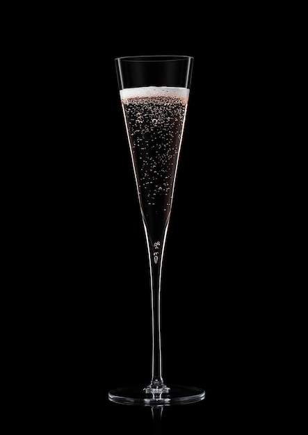 Elegant luxury glass with pink rose champagne with bubbles