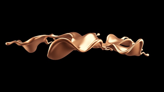 Elegant, luxury splash of gold liquid. 3d illustration, 3d rendering.