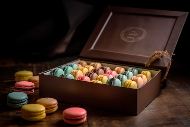 Elegant macarons gift box generated by AI