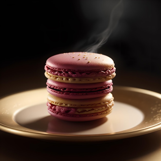 Photo elegant macarons on plate delight