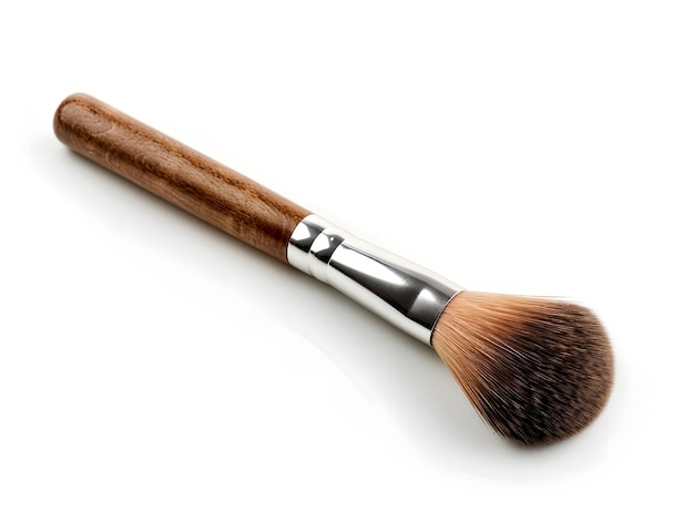 Elegant Makeup Brush on Plain White Background Isolated