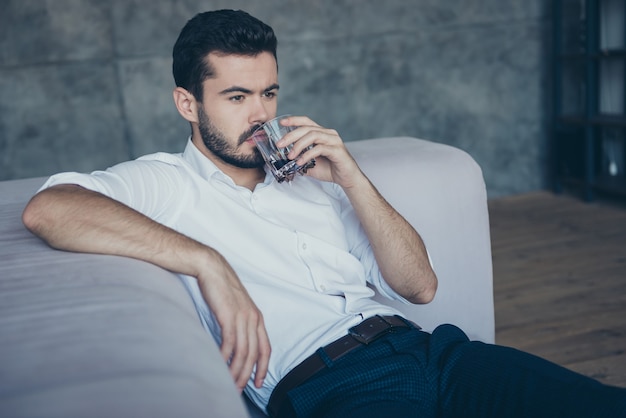 Elegant man posing indoors