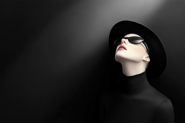 Photo elegant mannequin wearing sunglasses and a widebrimmed hat