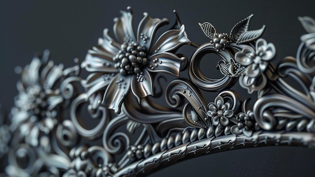 Elegant Metal Crown with Floral and Vine Motifs