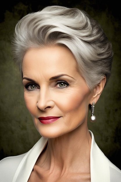 Elegant middle aged woman with fashion short haircut Generative AI