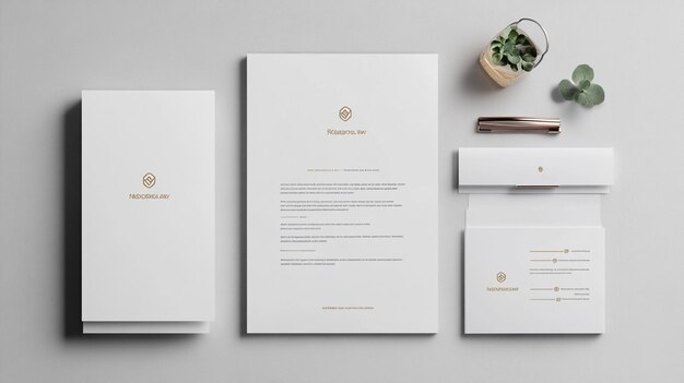 Photo elegant minimalist corporate stationery mockup