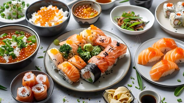 Elegant Minimalist Flatlay with Beautifully Arranged Gourmet Food Items and Perfect Lighting