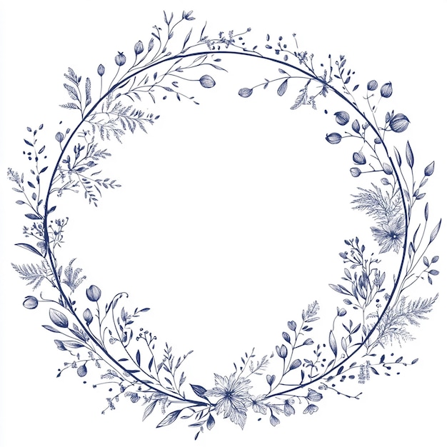 Photo elegant minimalist floral circle frame