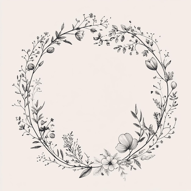 Photo elegant minimalist floral circle frame