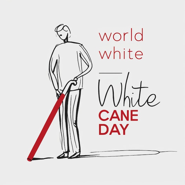 Photo elegant minimalist illustration for world white cane day highlighting mobility independence and awareness