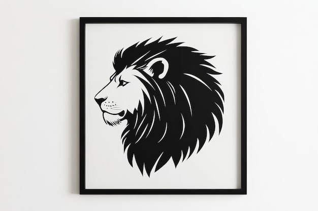 Photo elegant minimalist lion art print with sleek lines and monochrome coloring for modern decor