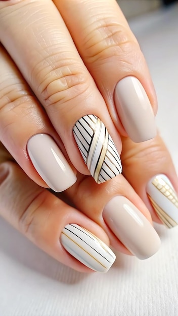 Elegant minimalist nail designs with unique patterns and subtle color contrasts