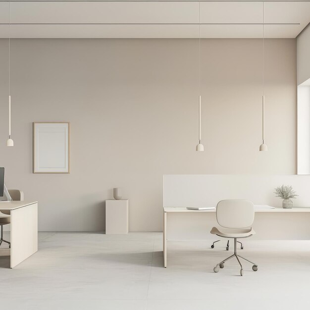 Photo elegant minimalist office space with empty wall