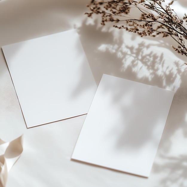 Elegant Minimalist Wedding Invitation Card Mockup Display