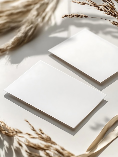 Elegant Minimalist Wedding Invitation Card Mockup Display