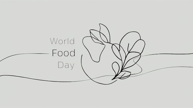 Elegant Minimalist World Food Day Banner with Delicate Line Art