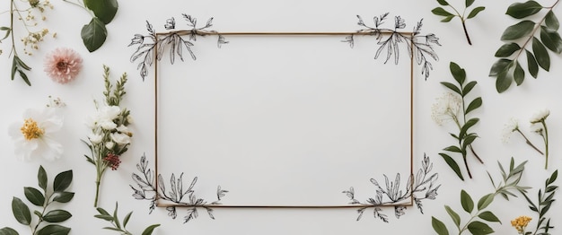 Elegant minimalistic botanical wedding frame elements for a romantic celebration