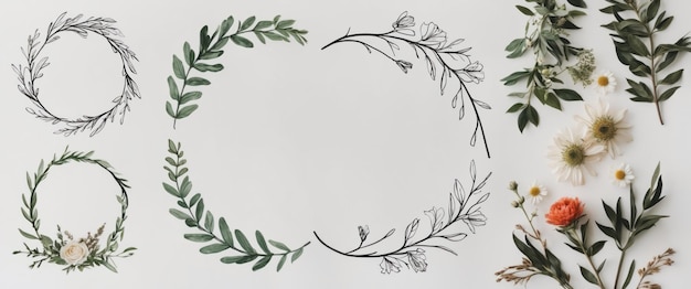 Photo elegant minimalistic botanical wedding frame elements for a romantic celebration