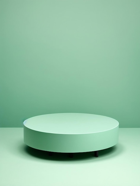 The elegant minimalistic geometric design on the round podium combined with the refreshing green mint color complemented by the matching green background as a perfect finishing touch