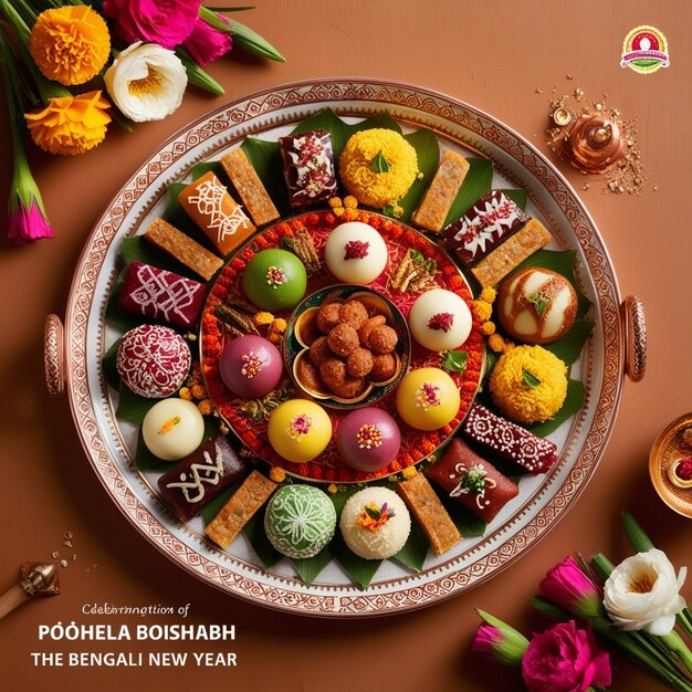 Photo elegant mithai arrangement with modern flavors ai image generator