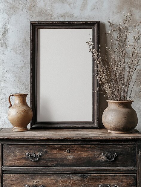 Photo elegant mockup poster frame positioned on a vintage background with a classic refined aesthetic