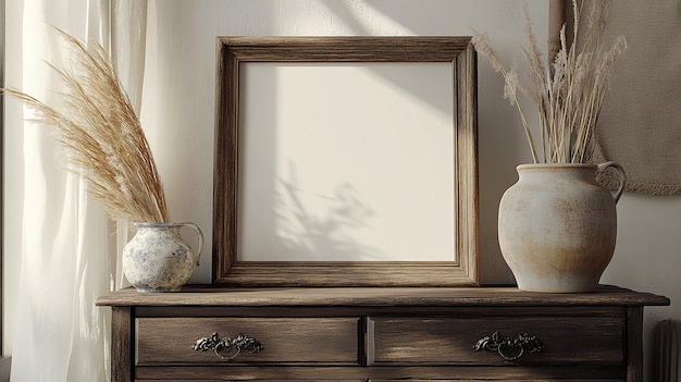 Photo elegant mockup poster frame positioned on a vintage background with a classic refined aesthetic