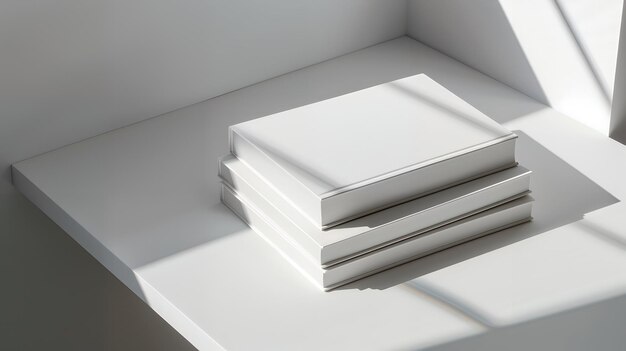 Photo elegant mockup of a stack of white books with a dramatic shadow background ideal for book design publishing branding and creative visual presentations