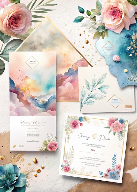 Photo elegant and modern concept wedding invitation card mockup