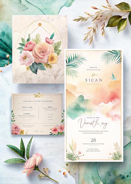 Photo elegant and modern concept wedding invitation card mockup