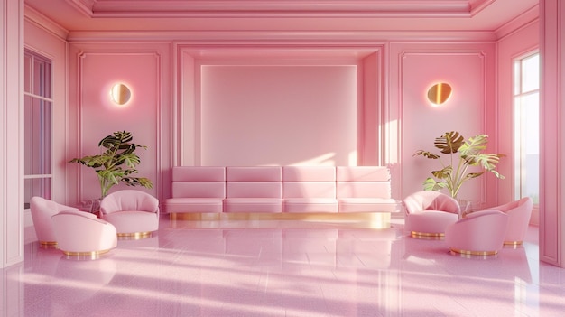 Photo elegant modern pink color salon interior design