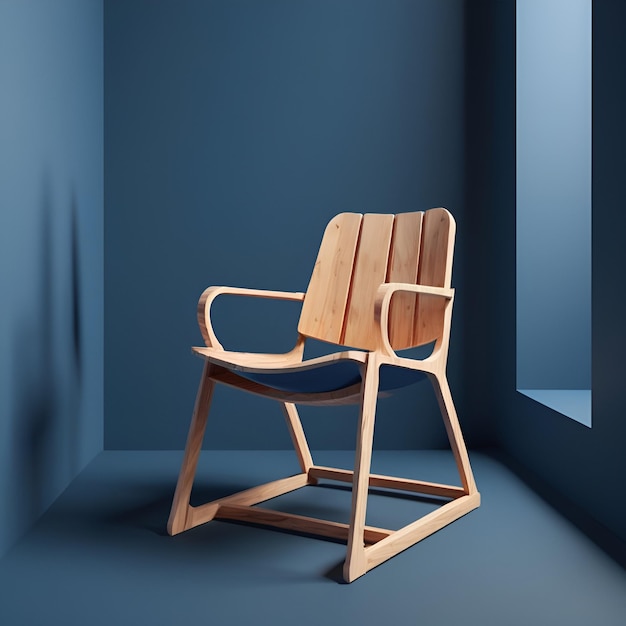 Photo elegant modern wooden chair design 3d render