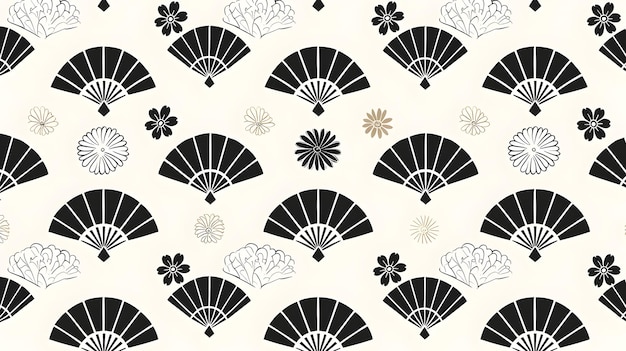 Photo elegant monochrome traditional japanese fan pattern design