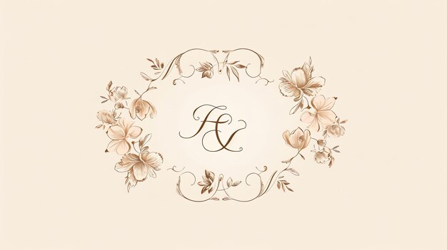 Elegant monogram with floral border