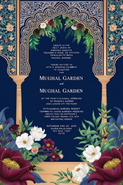 Elegant Mughal Garden Wedding Invitation with Royal Charm