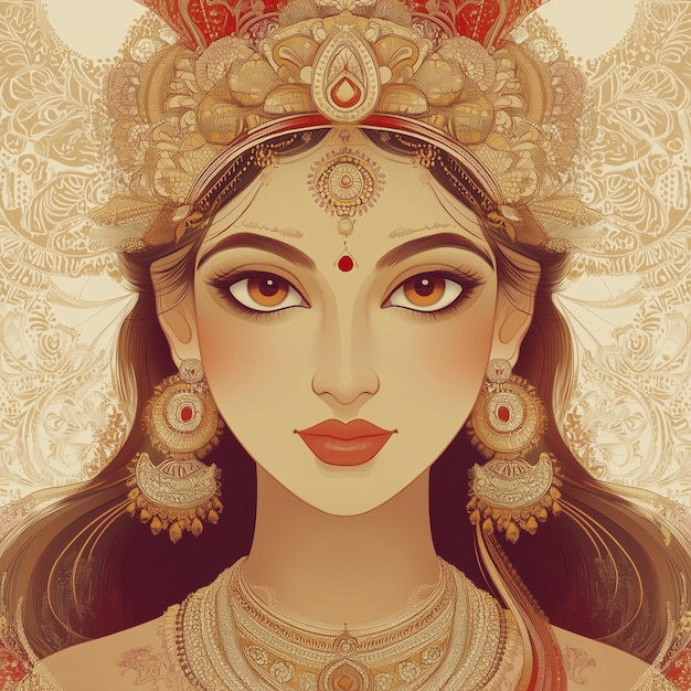 Elegant Navratri Goddess Durga Illustration Indian Hindu religious festival