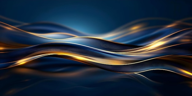 Photo elegant navy blue and gold abstract wave line art wallpaper design concept abstract art navy blue gold elegant design wallpaper