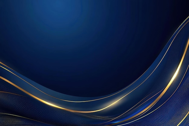 Elegant Navy Blue and Gold Abstract Waves Luxurious and Sophisticated Background with Moderements