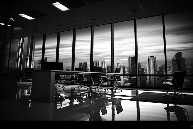 Elegant Noir Ambiance Black Office Background photo