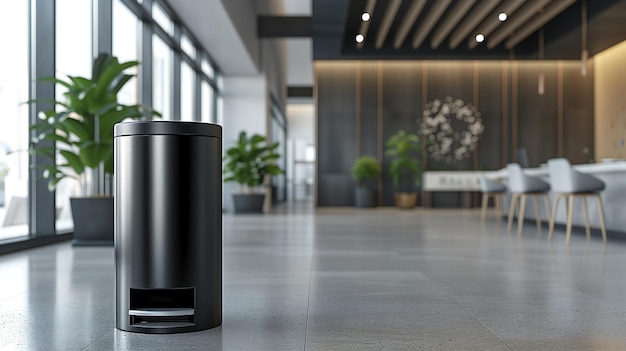 Elegant Office Setting with Trash Can