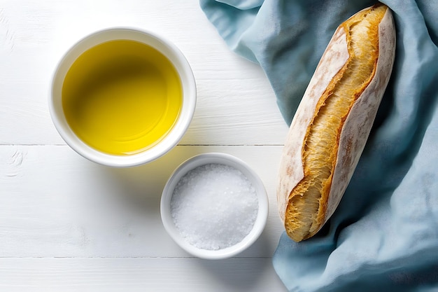 Elegant Olive Oil and Sea Salt with Baguette