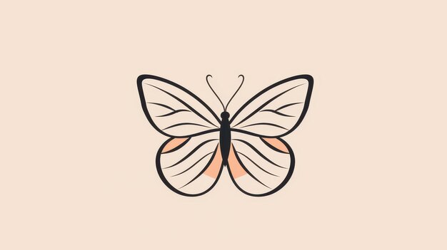 Photo elegant one continuous line drawing of a butterfly minimalist and simplistic vector illustration