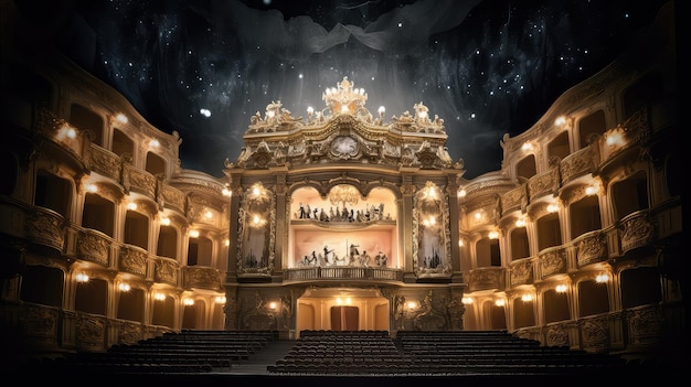 An elegant opera house photo realistic illustration